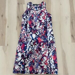Title Nine Women's Small Splatter Floral Print Athletic Tank Dress Golf Bra